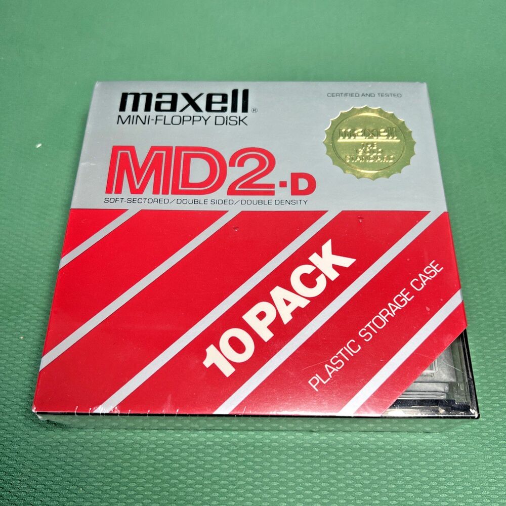 10 Pack Maxell 5 1/4 inch Mini-Floppy Disk MD2-D 5 Factory Sealed w/Storage Case